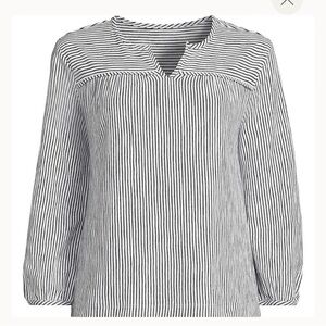 NWT Lands’ End Women’s 3/4 Sleeve Slub Top Blouse White and Black Stripe Size XS